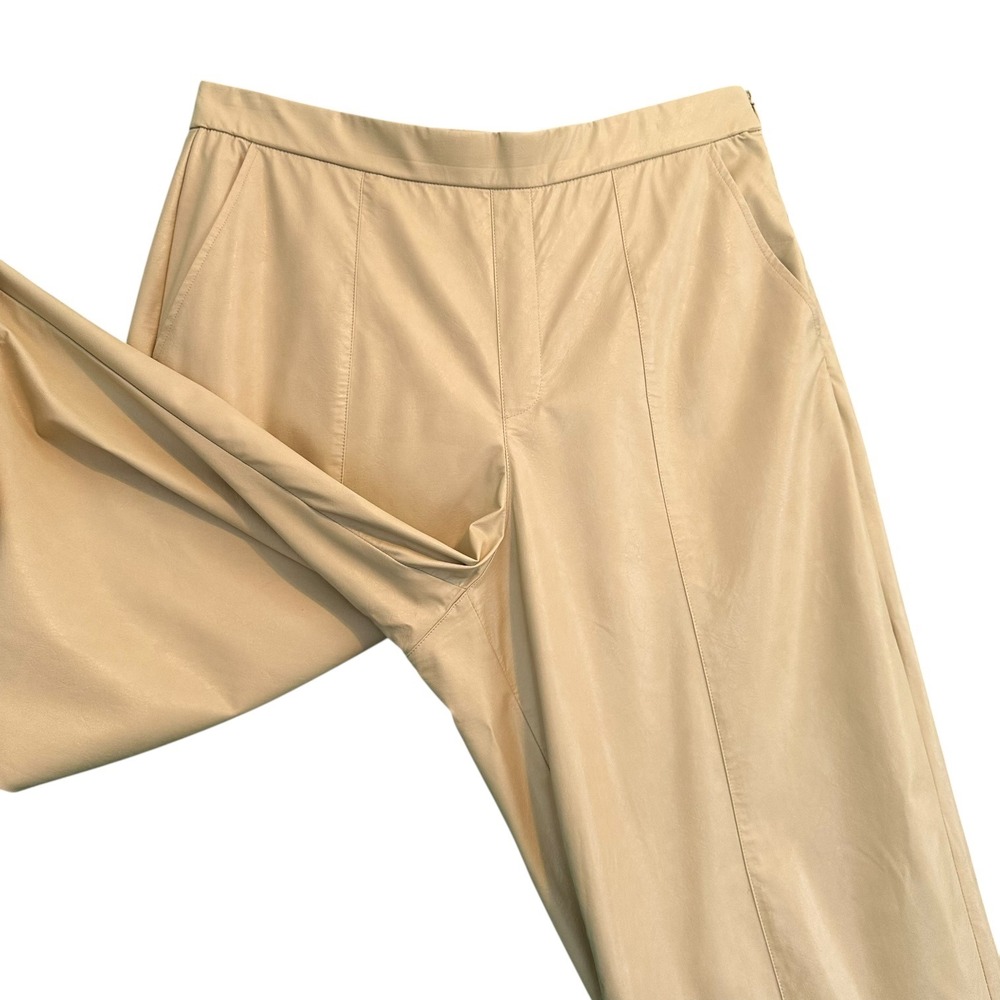 Tyler Boe Peyton Pleather Pants Wide‎ Leg Crop Faux Leather Womens 10 Tan - Picture 9 of 15